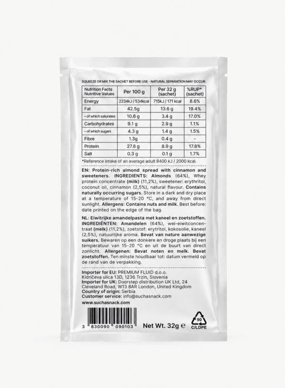 almond-cinnamon protein spread specification